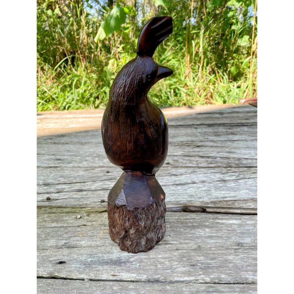 Vintage Heavy Carved Wood Quail Bird Sculpture - Picture 1 of 14